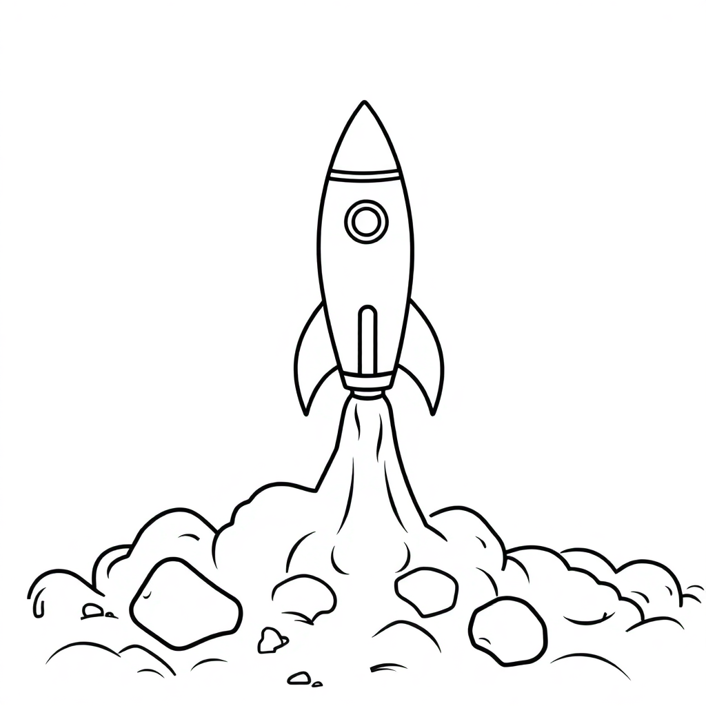 Simple Rocket Launching Coloring Page