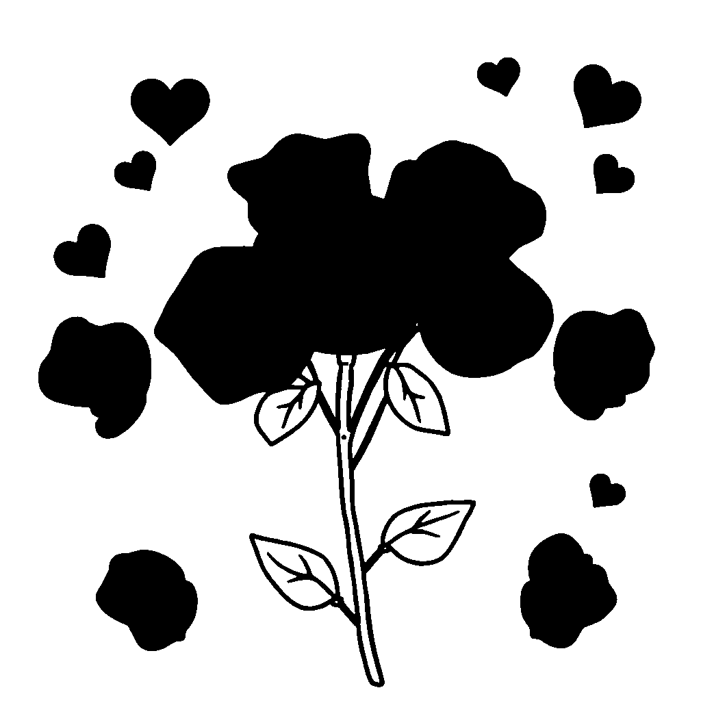 Simple Rose Bouquet Valentines Coloring Page