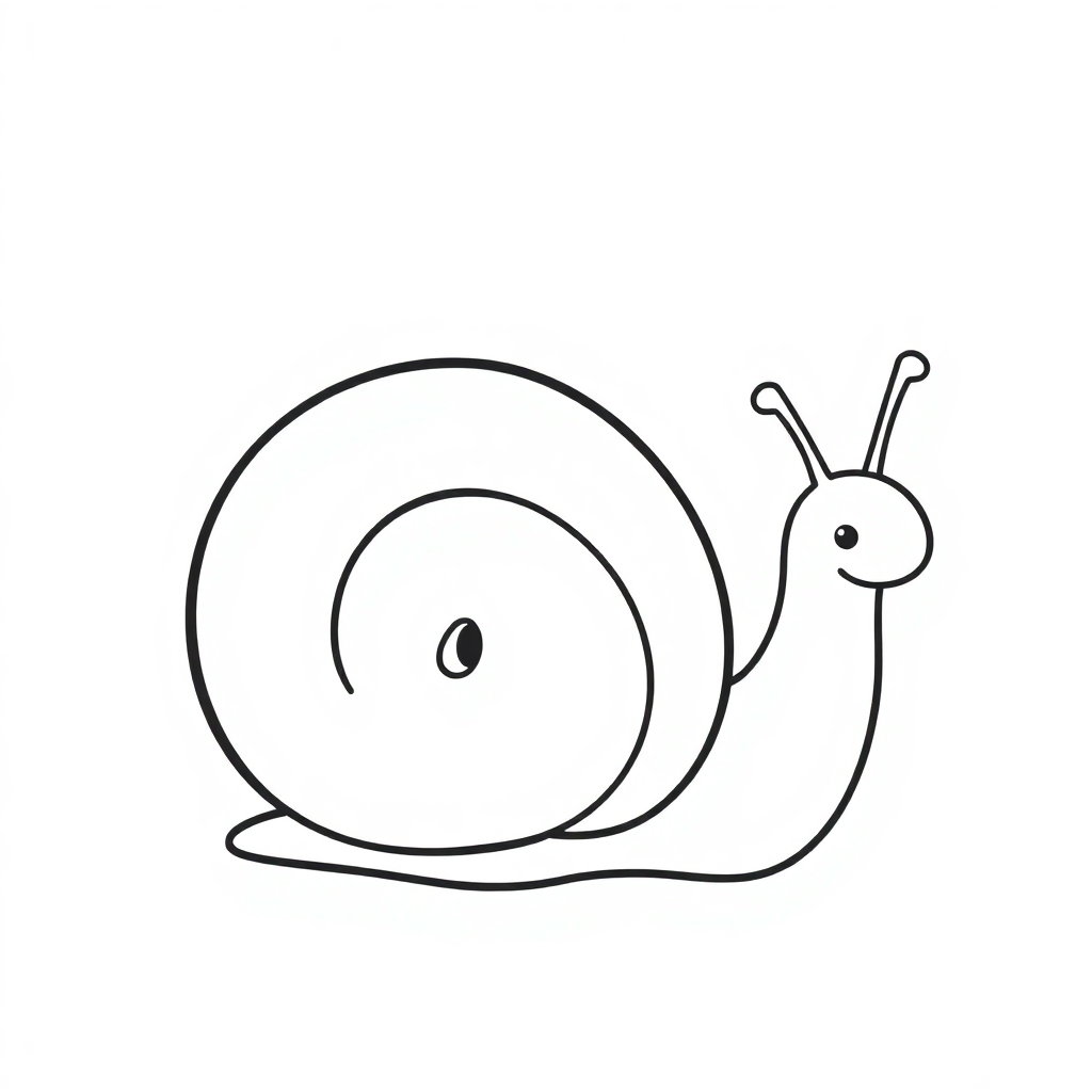 Printable Simple Snail With Shell Coloring Page