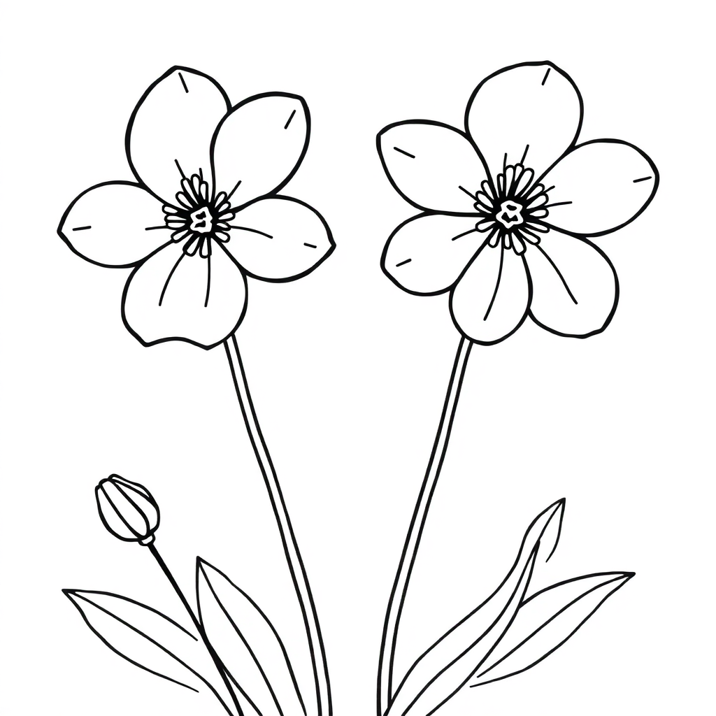 Simple Spring Blossoms Coloring Page