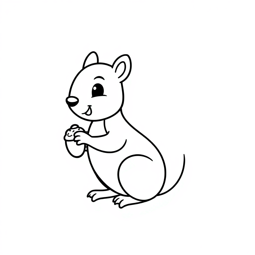 Printable Simple Squirrel With Acorn Coloring Page