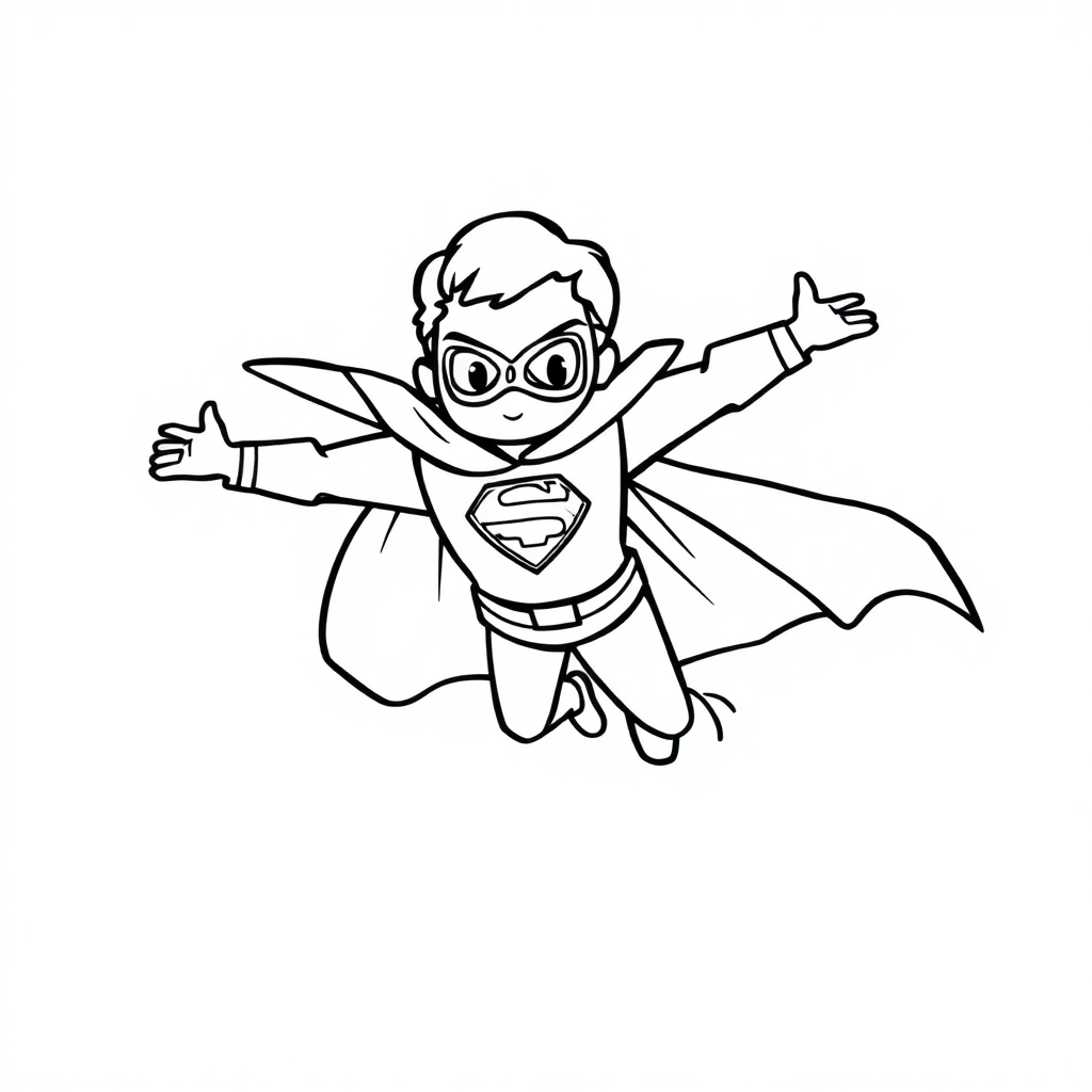 Simple Superhero Flying Coloring Page