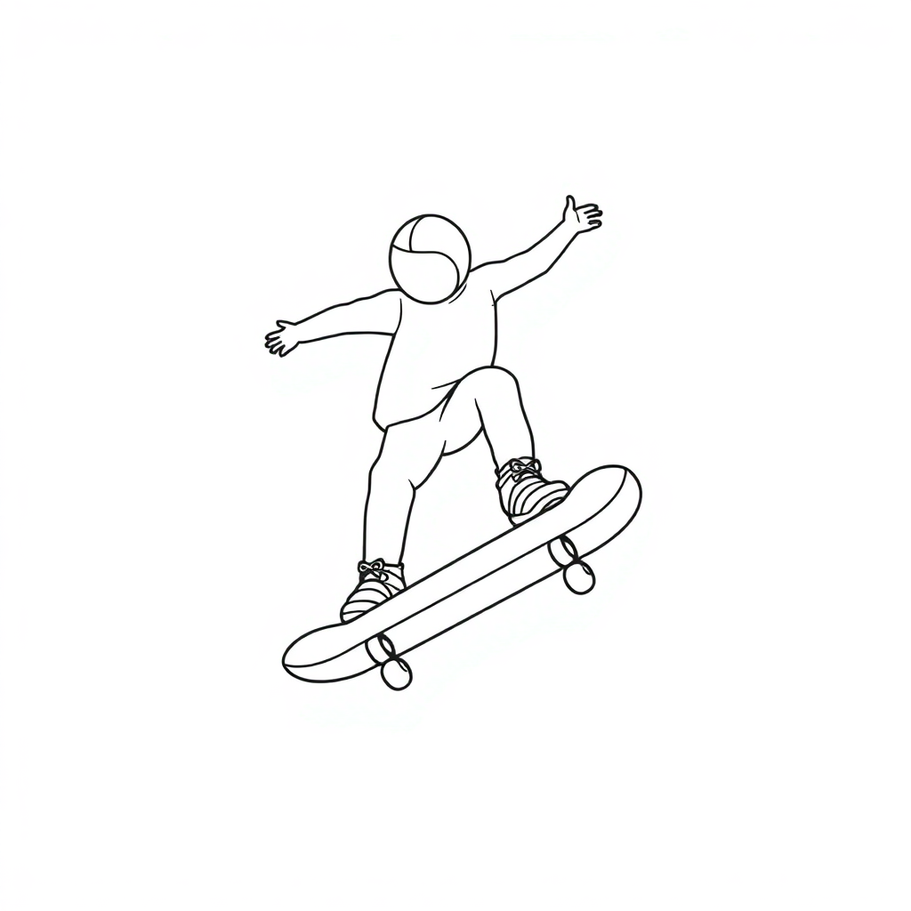 Skateboard In Space Coloring Page