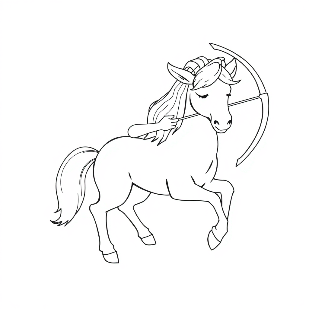 Sleepy Centaur Archer Coloring Page