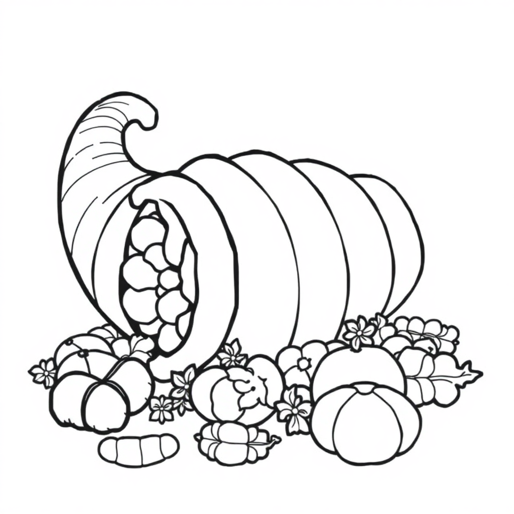 Sleepy Cornucopia Coloring Page