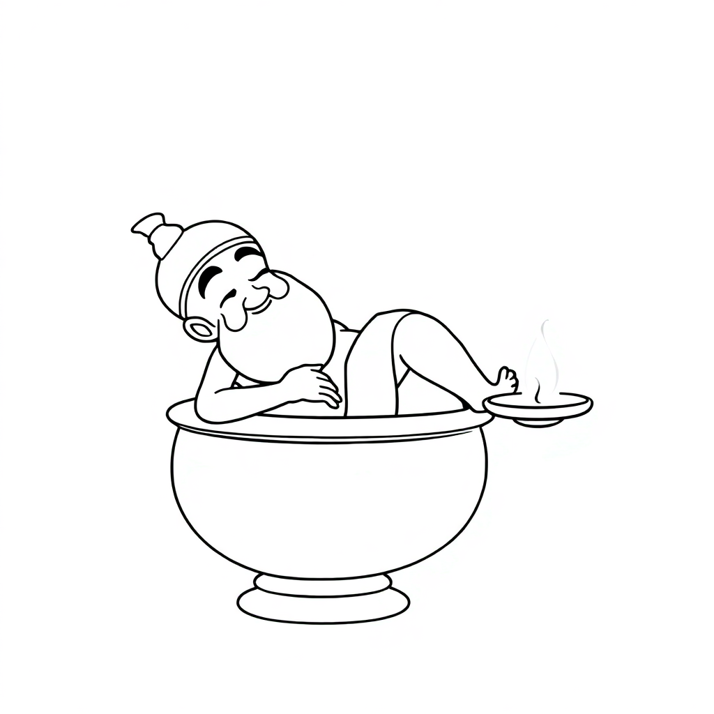 Sleepy Genie From Lamp Coloring Page