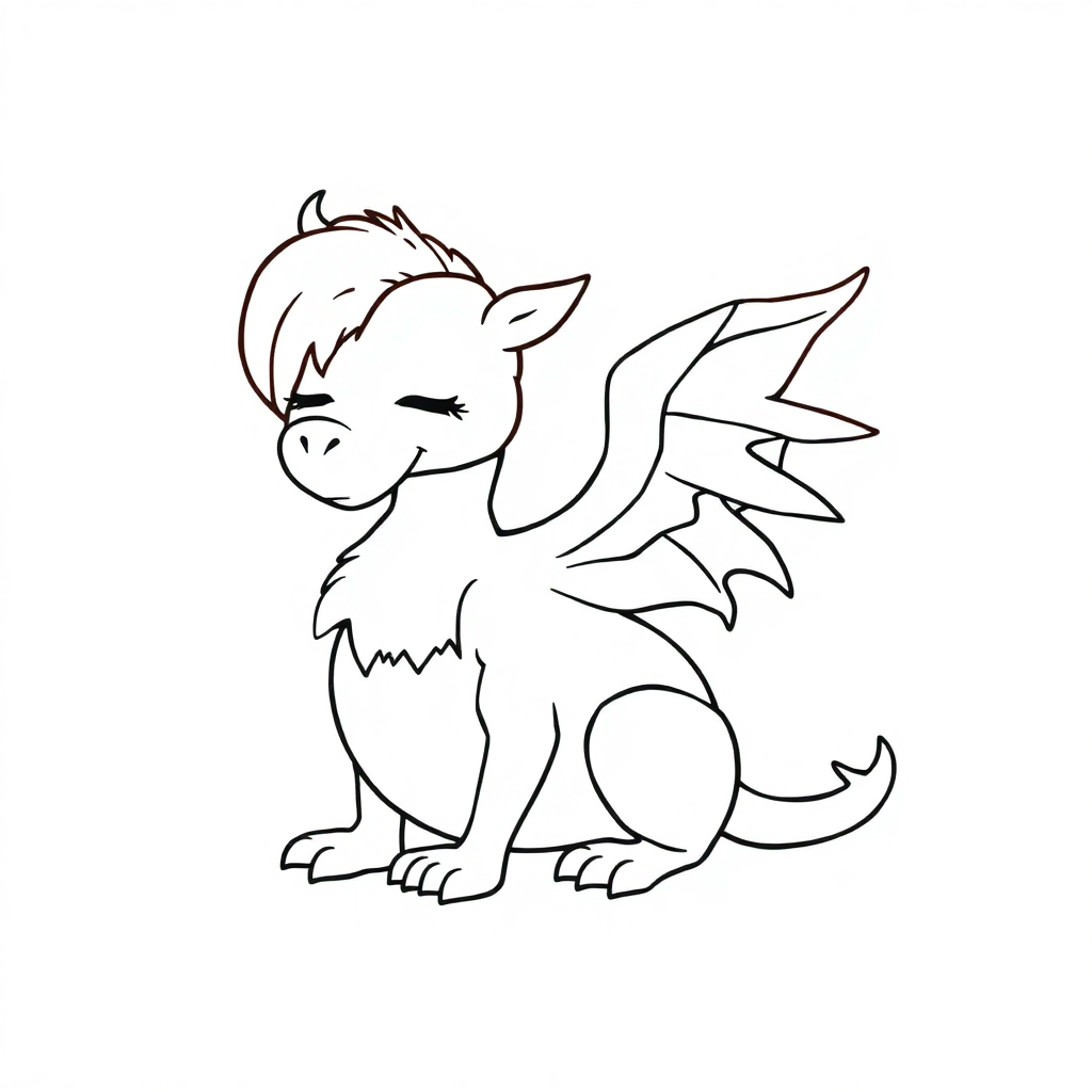 Sleepy Griffin Creature Coloring Page