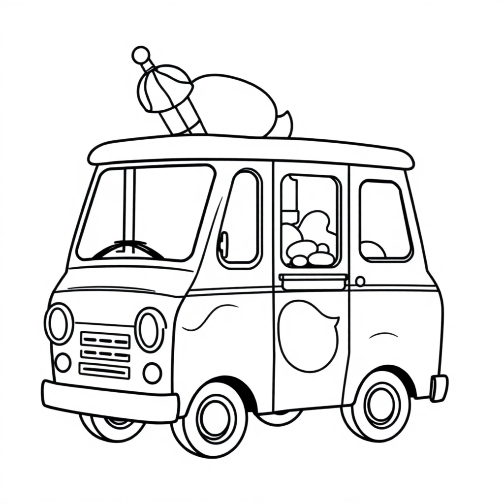 Sleepy Ice Cream Truck Coloring Page