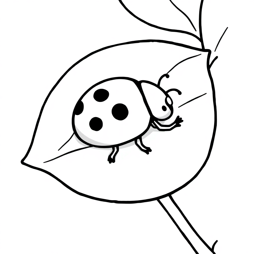 Sleepy Ladybug On Leaf Coloring Page