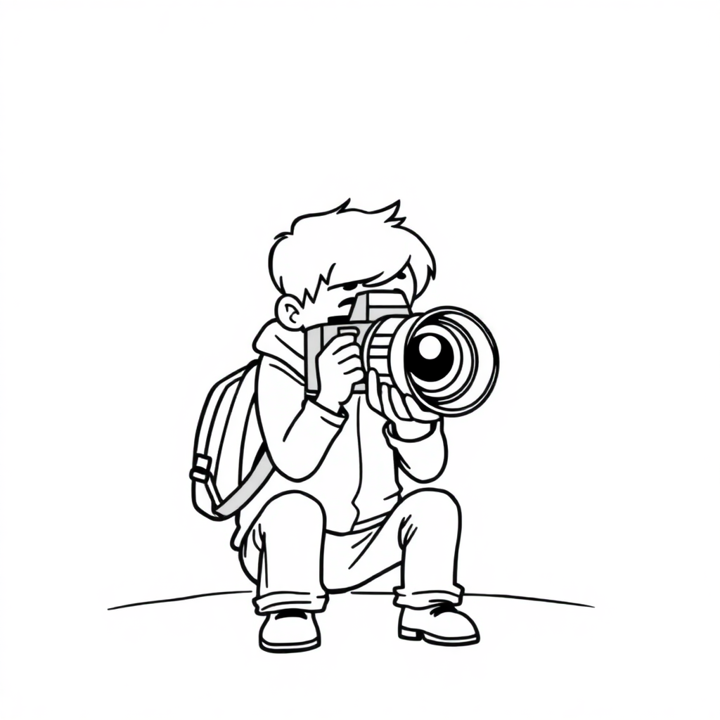 Sleepy Photographer Coloring Page