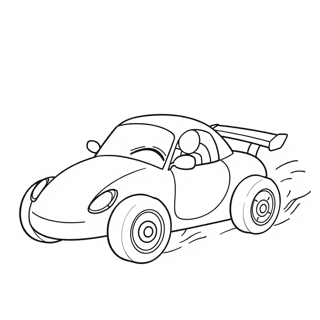 Sleepy Race Car Speeding Coloring Page