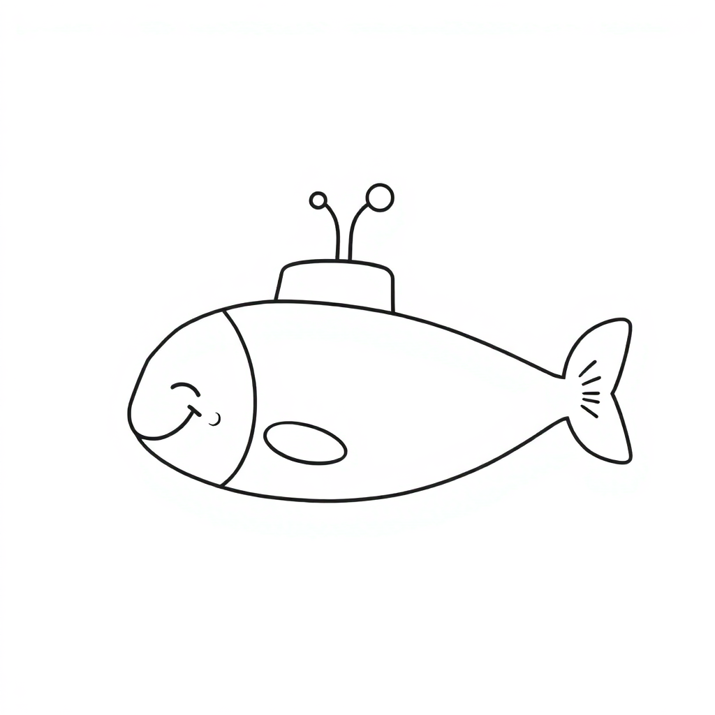 Sleepy Submarine Underwater Coloring Page