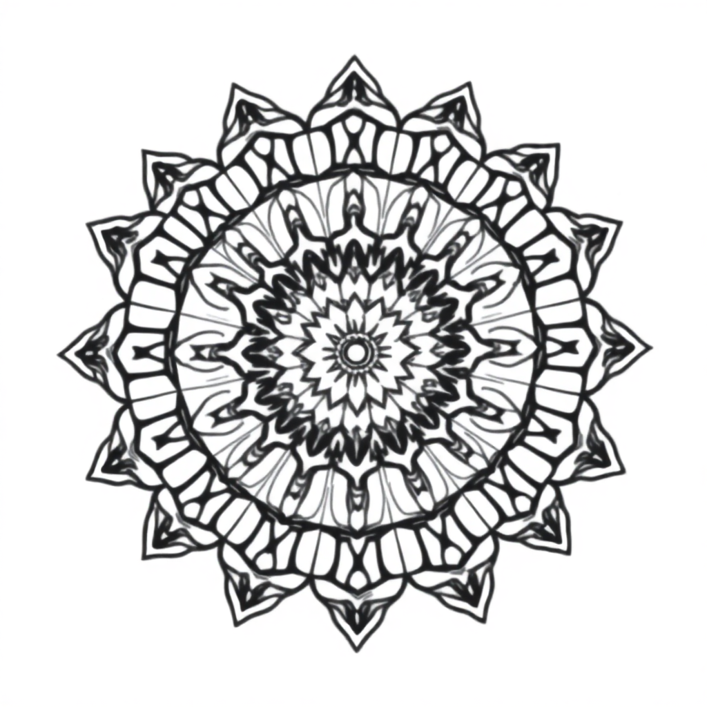 Sleepy Symmetrical Mandala Pattern Coloring Page
