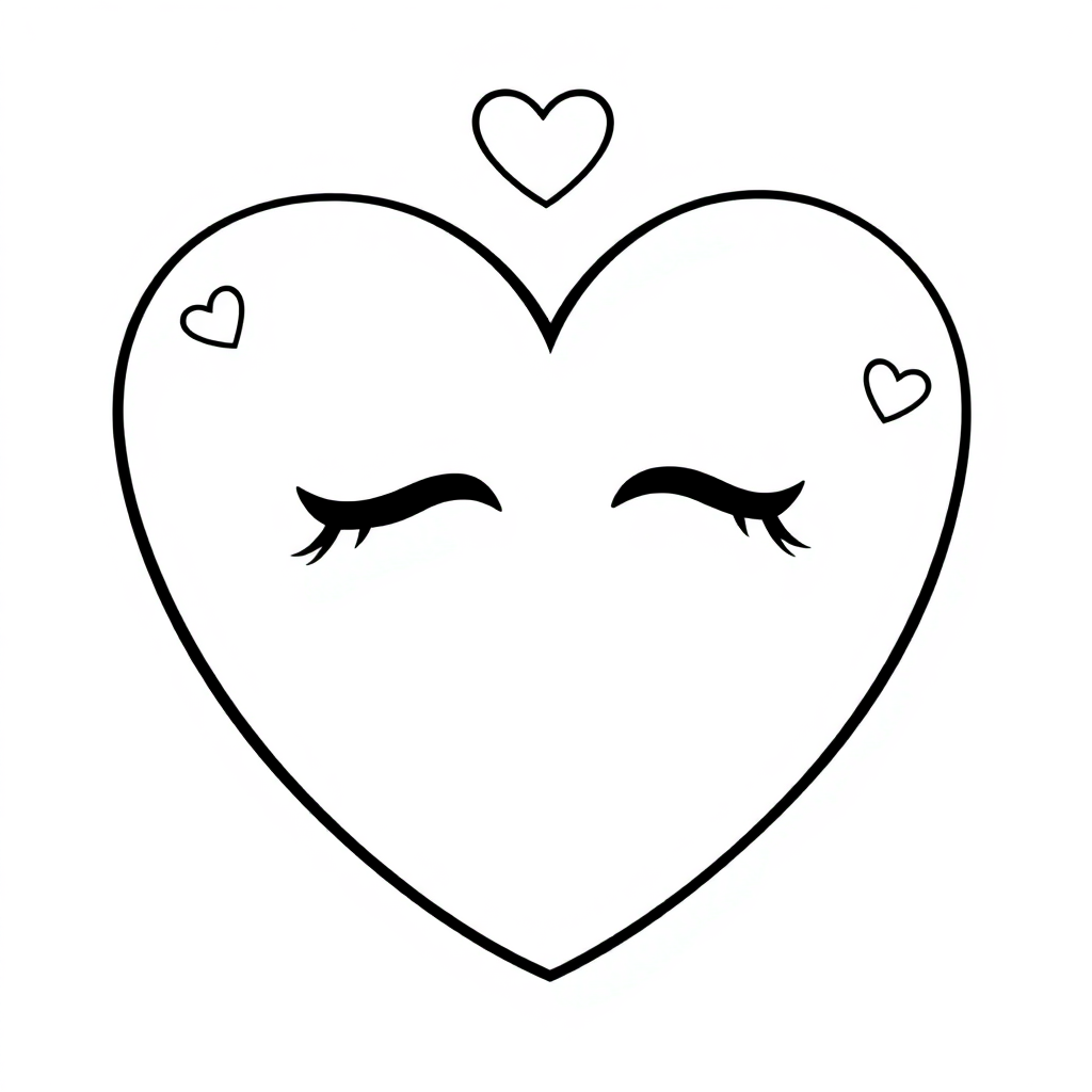 Sleepy Valentines Heart Coloring Page