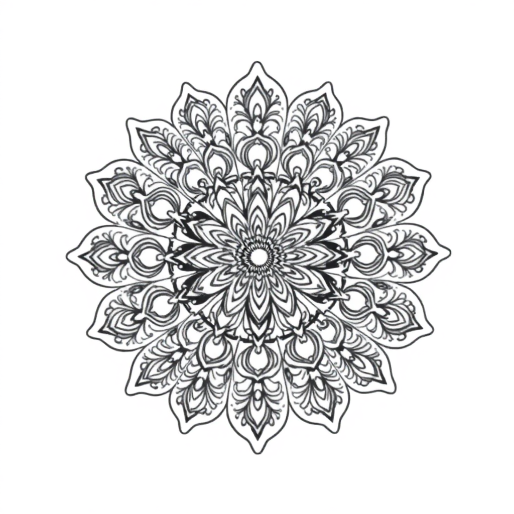 Sleepy Vintage Lace Mandala Coloring Page