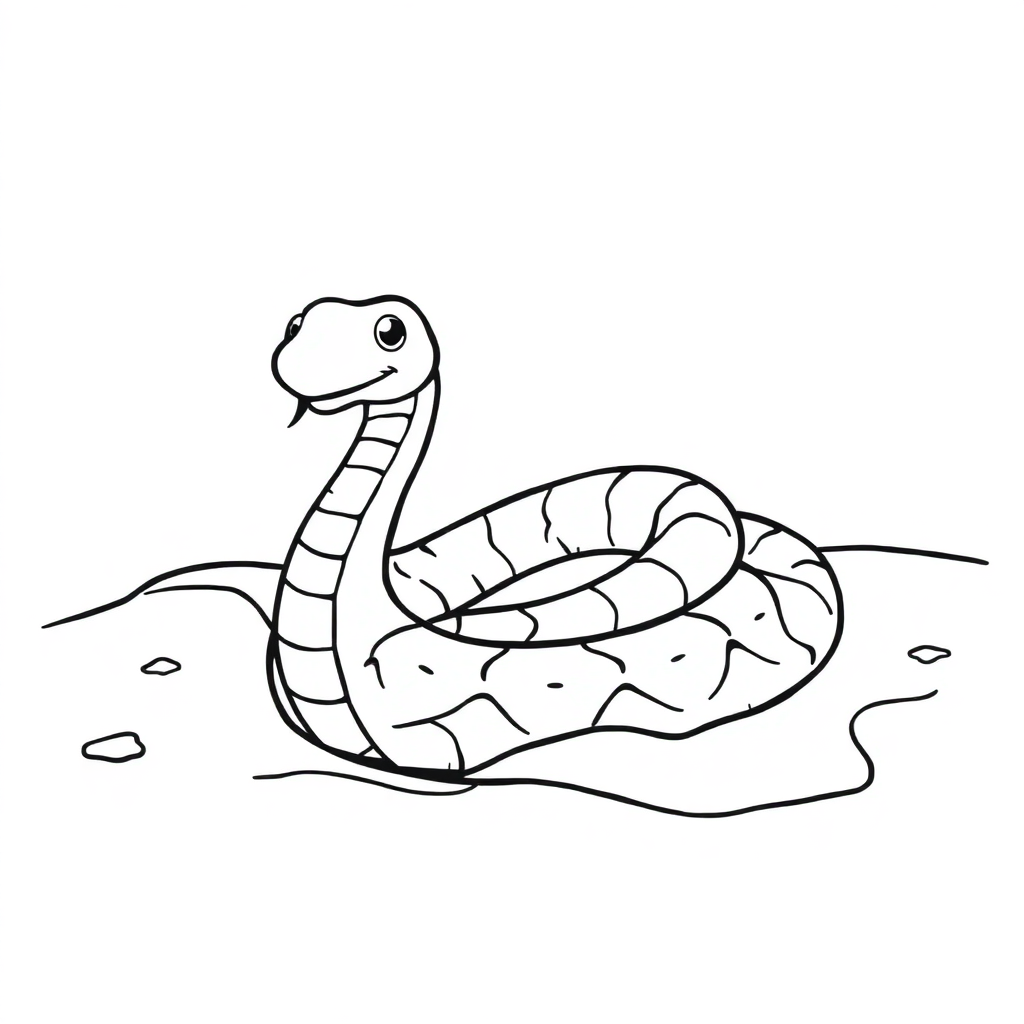 Snake Coiled On Beach Coloring Page