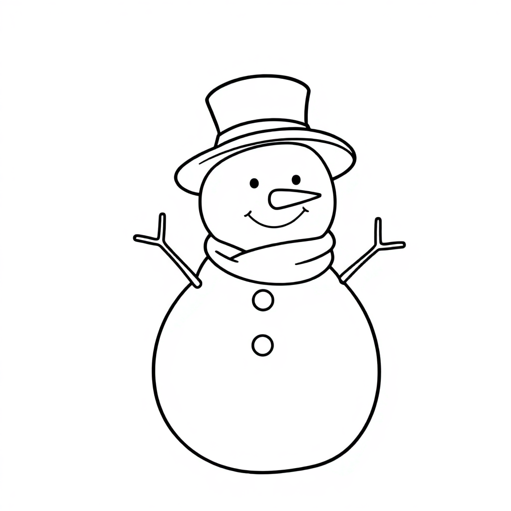 Snowman With Hat In Space Coloring Page
