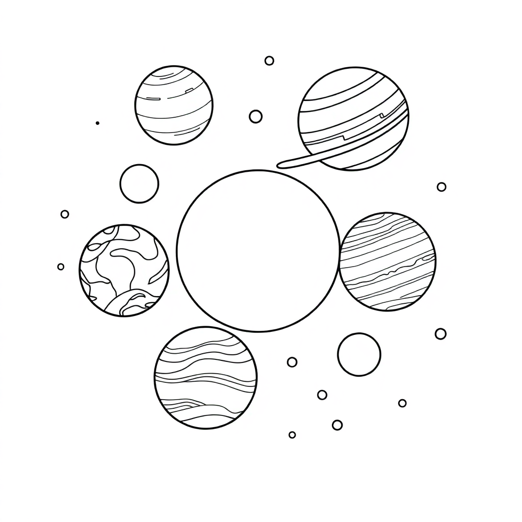Solar System Planets In Space Coloring Page