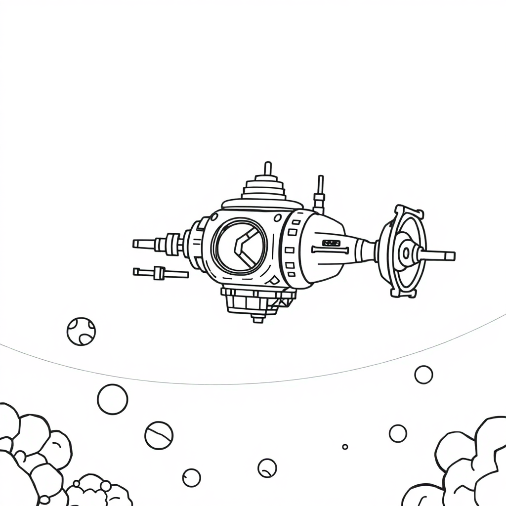 Space Station Underwater Coloring Page