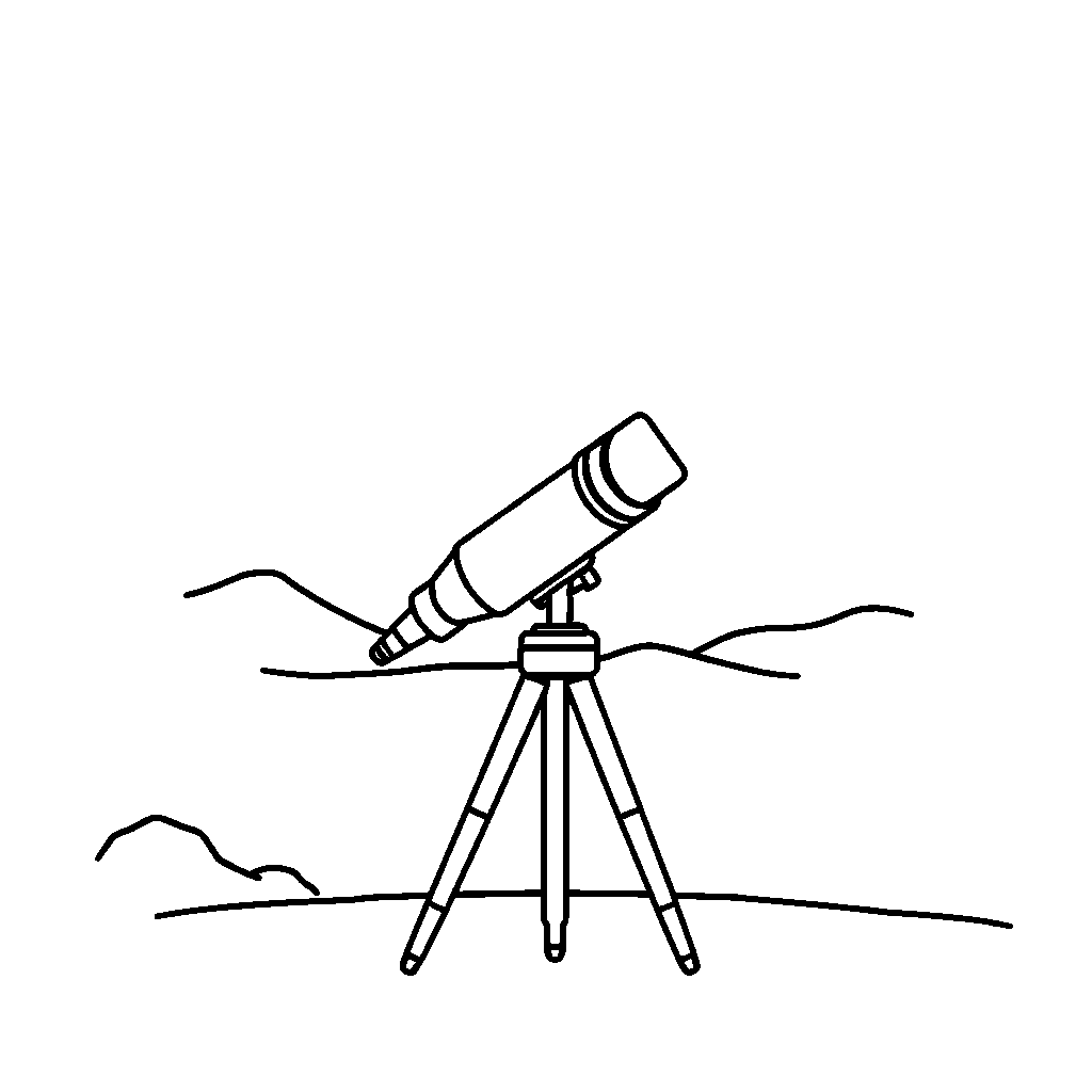 Space Telescope At Sunset Coloring Page