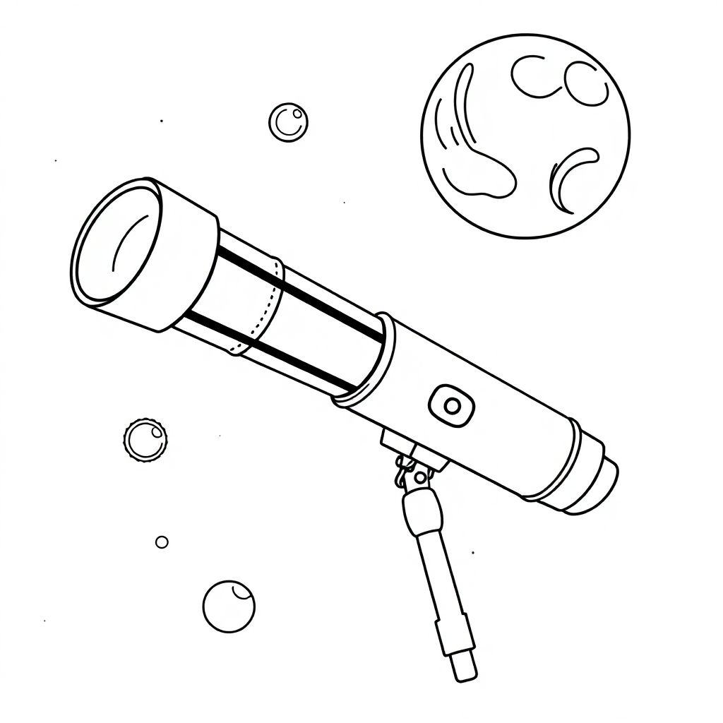 Printable Space Telescope In Space Coloring Page