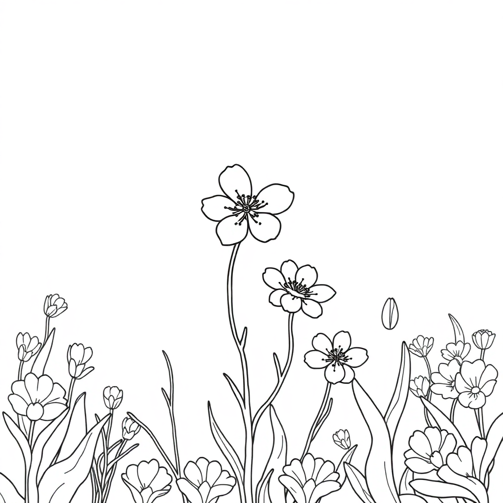 Spring Blossoms Underwater Coloring Page