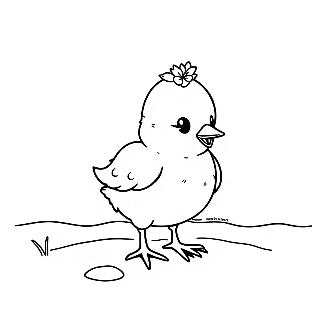 Spring Chick On Beach Coloring Page