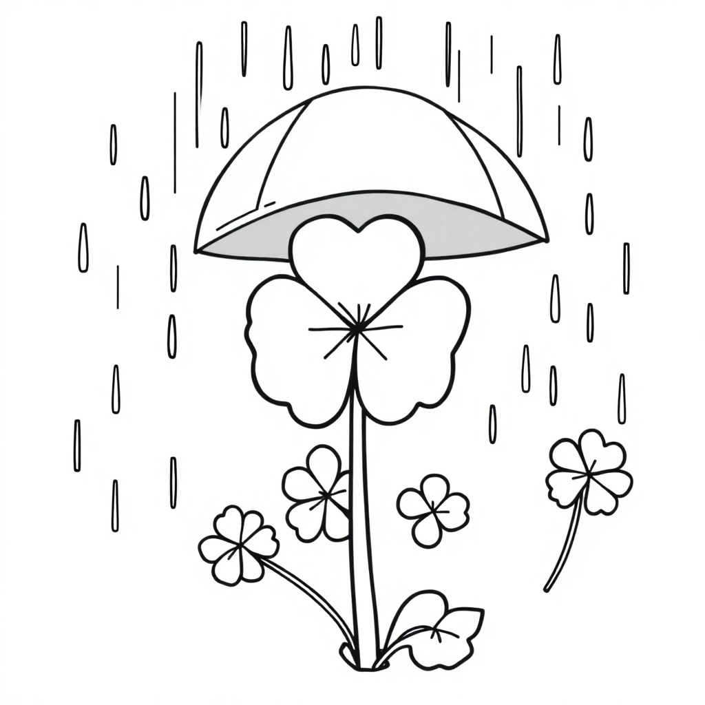 St Patricks Shamrock In Rain Coloring Page
