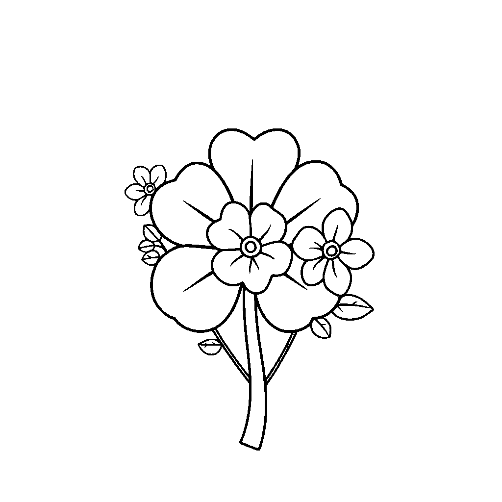 St Patricks Shamrock With Flowers Coloring Page
