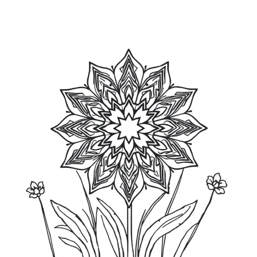 Star Mandala In Garden Coloring Page