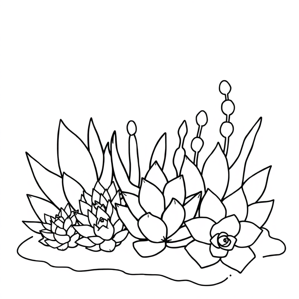 Succulent Plants In Winter Coloring Page