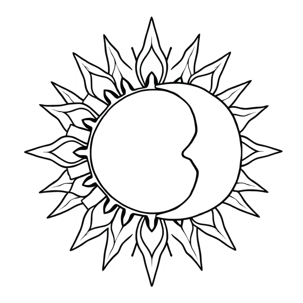 Sun And Moon Mandala Coloring Page