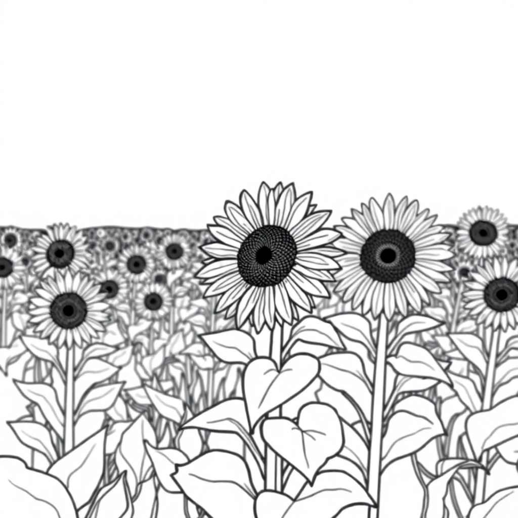 Sunflower Field Coloring Page