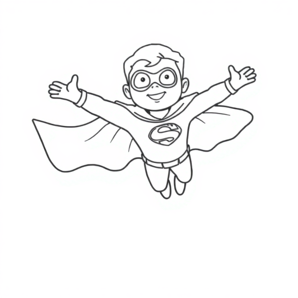 Superhero Flying Coloring Page