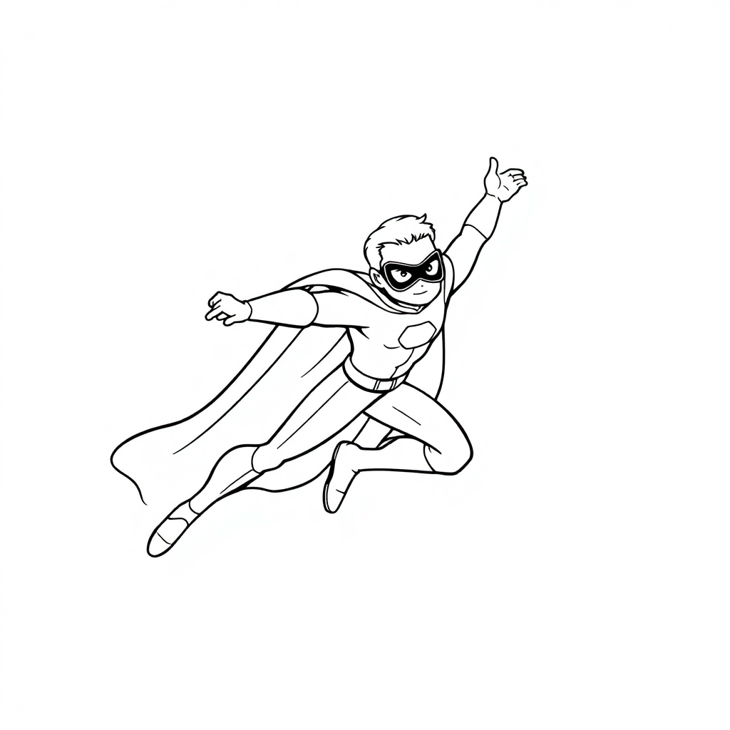 Superhero Flying In Space Coloring Page