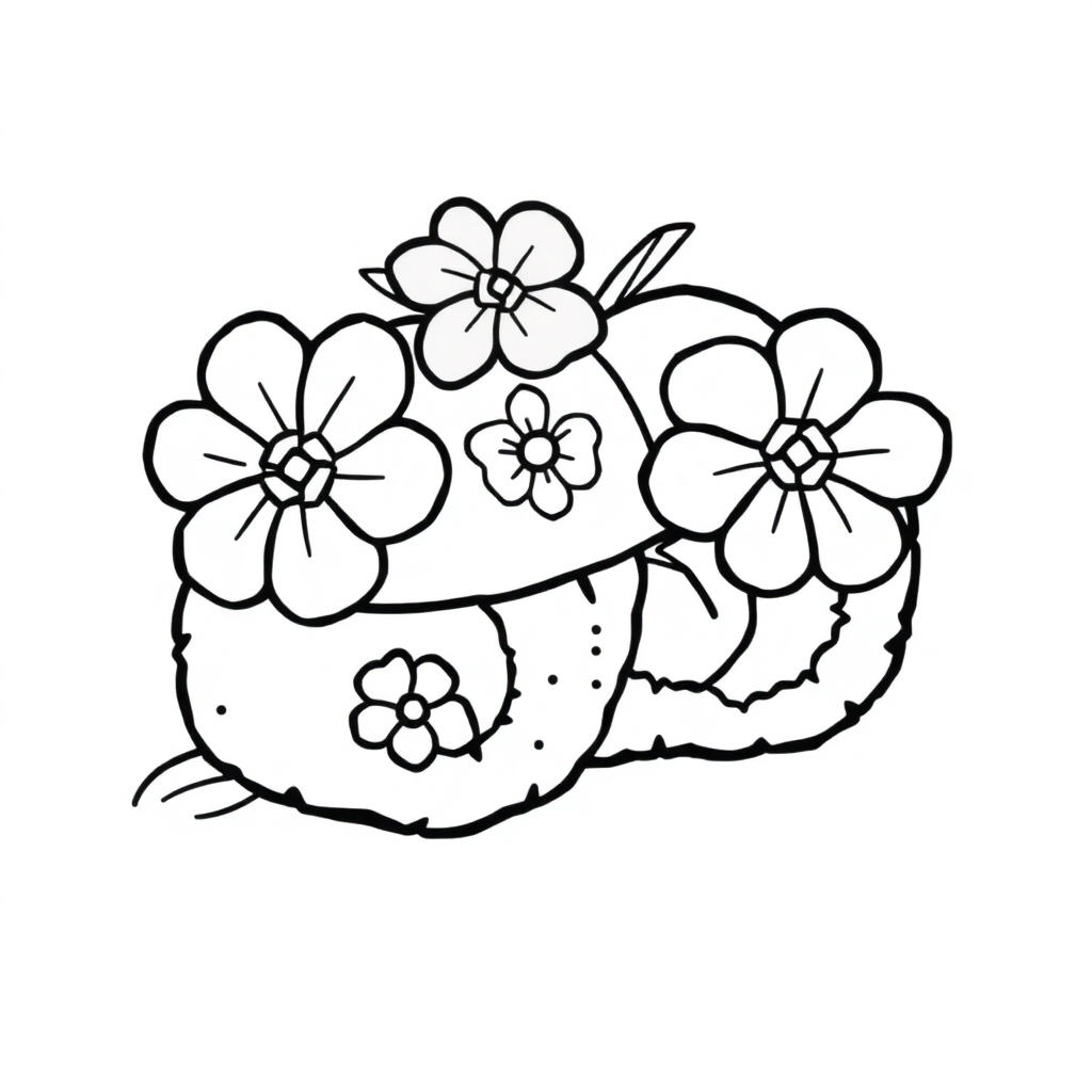 Sushi Roll With Flowers Coloring Page