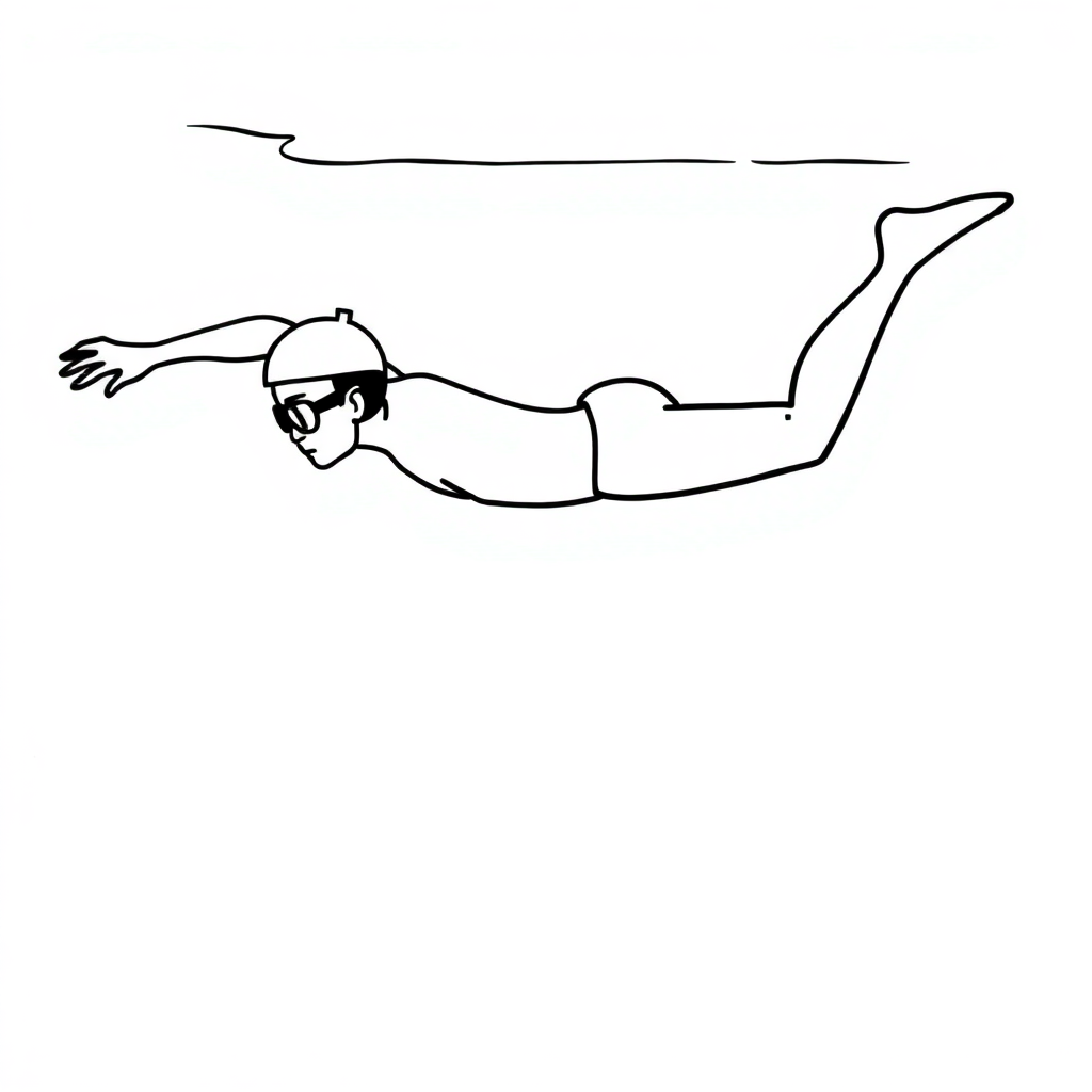 Swimmer Diving Coloring Page