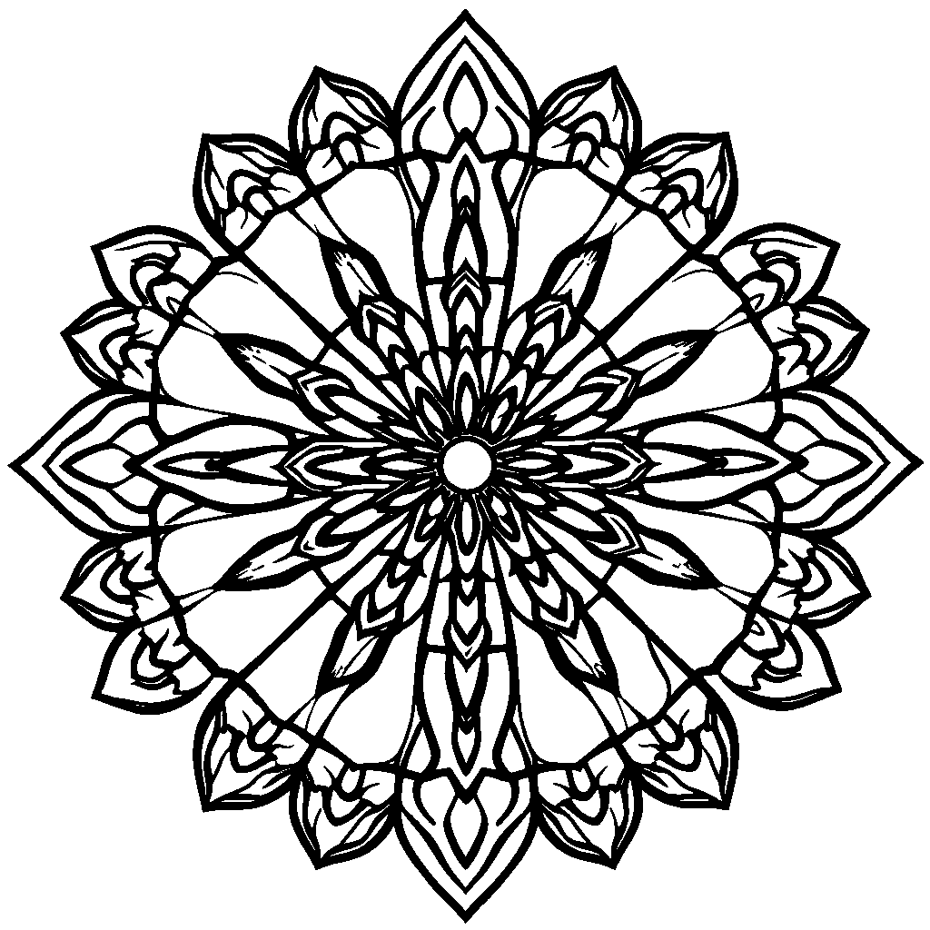 Symmetrical Mandala Pattern Coloring Page
