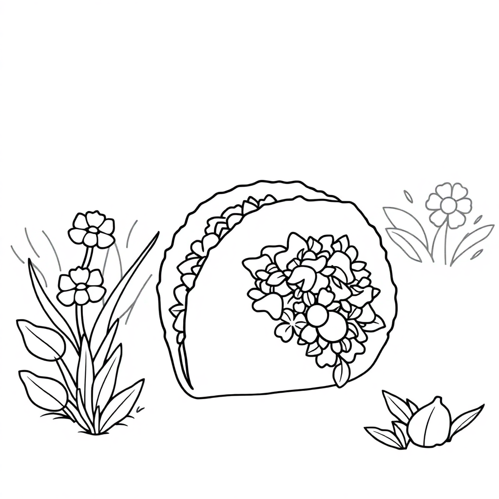 Taco In Garden Coloring Page