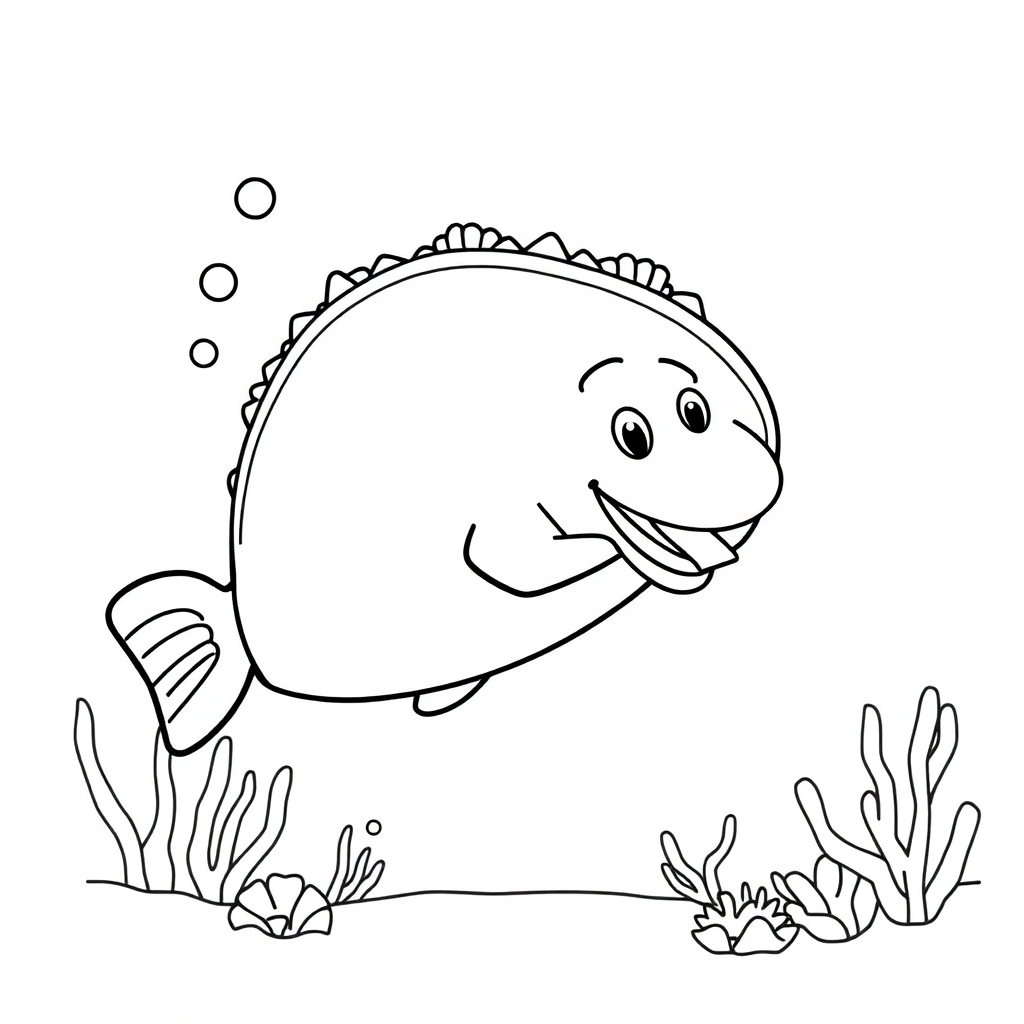 Taco Underwater Coloring Page