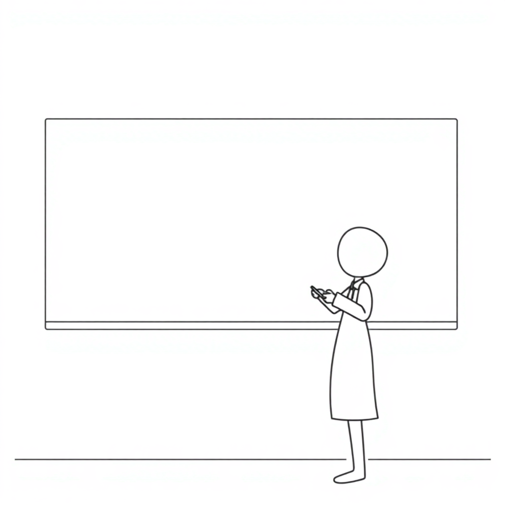 Teacher At Blackboard Coloring Page