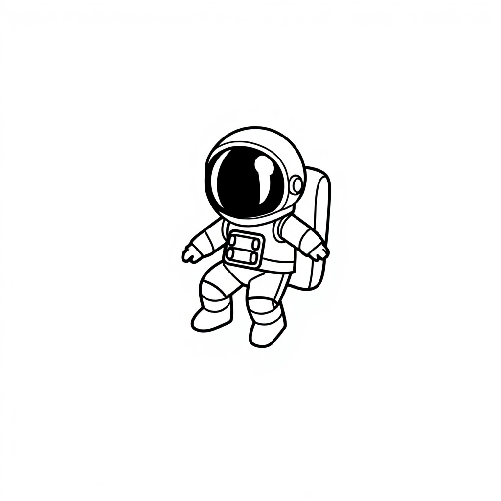 Tiny Astronaut On Moon Coloring Page
