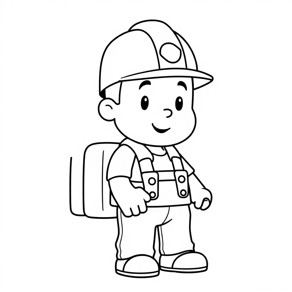 Tiny Construction Worker Coloring Page