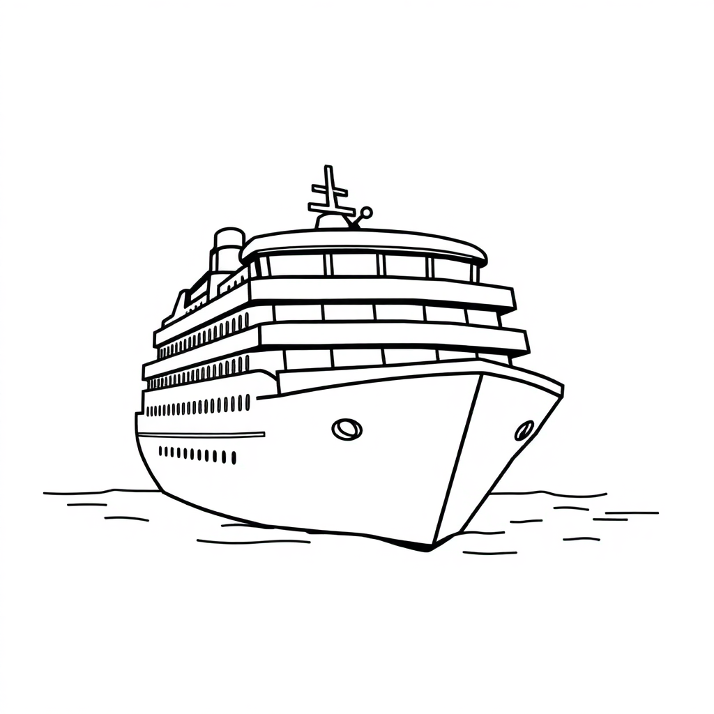 Tiny Cruise Ship Coloring Page
