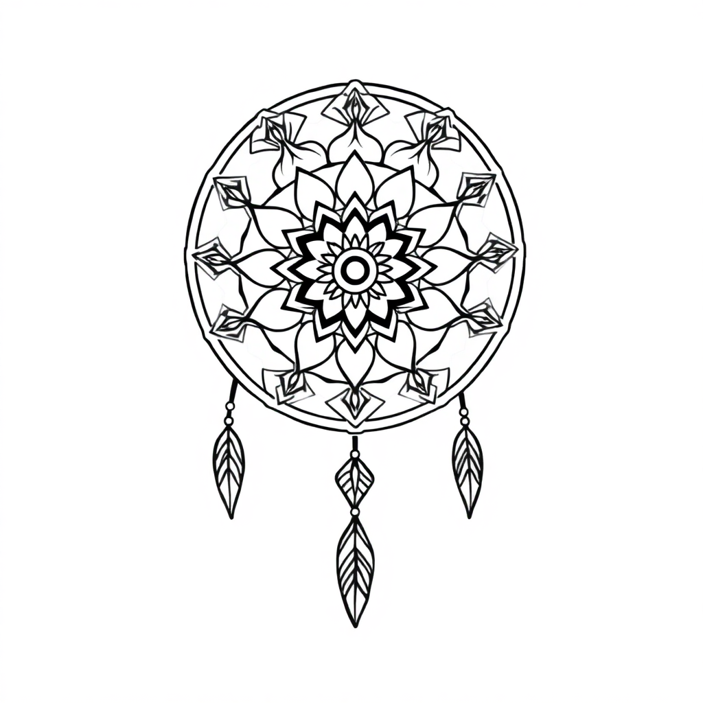 Tiny Dreamcatcher Mandala Coloring Page