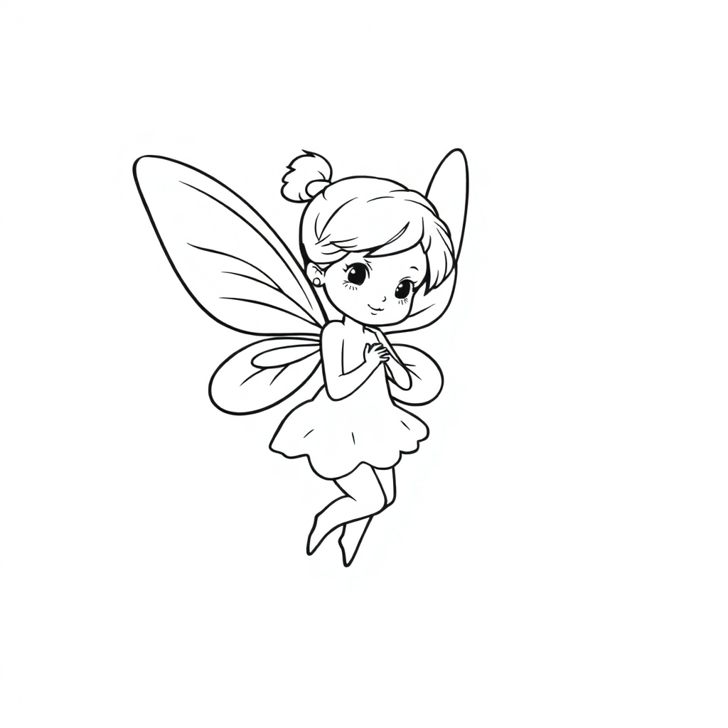 Tiny Fairy With Wings Coloring Page