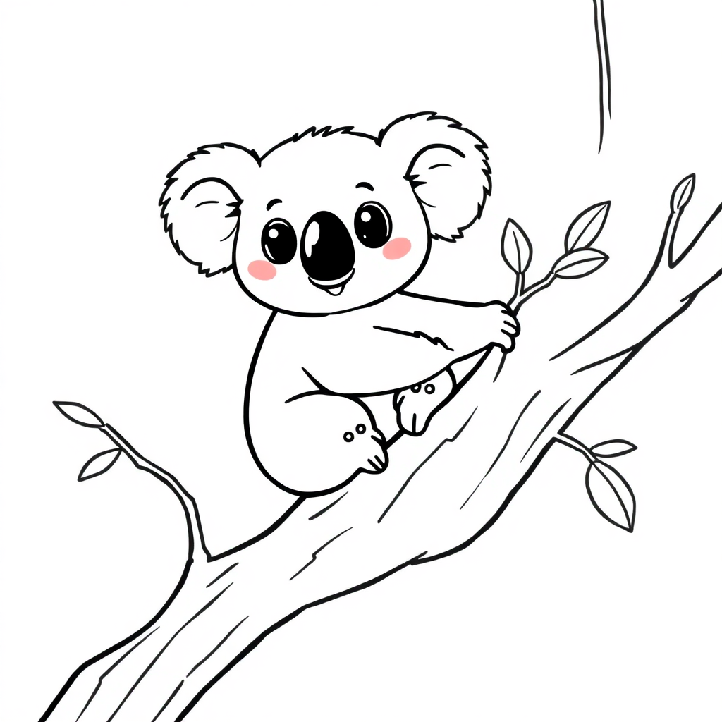 Tiny Koala On Tree Coloring Page