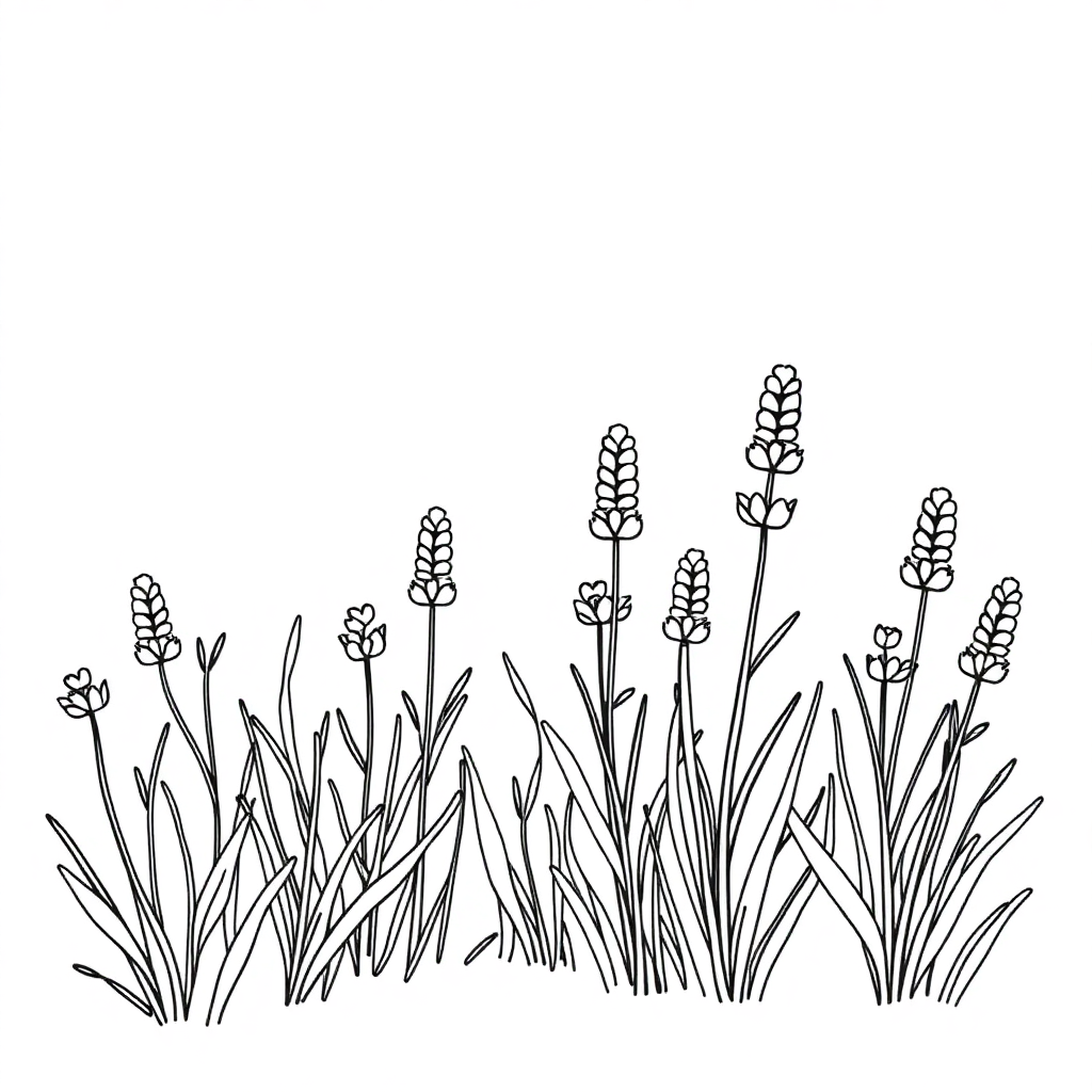 Tiny Lavender Field Coloring Page