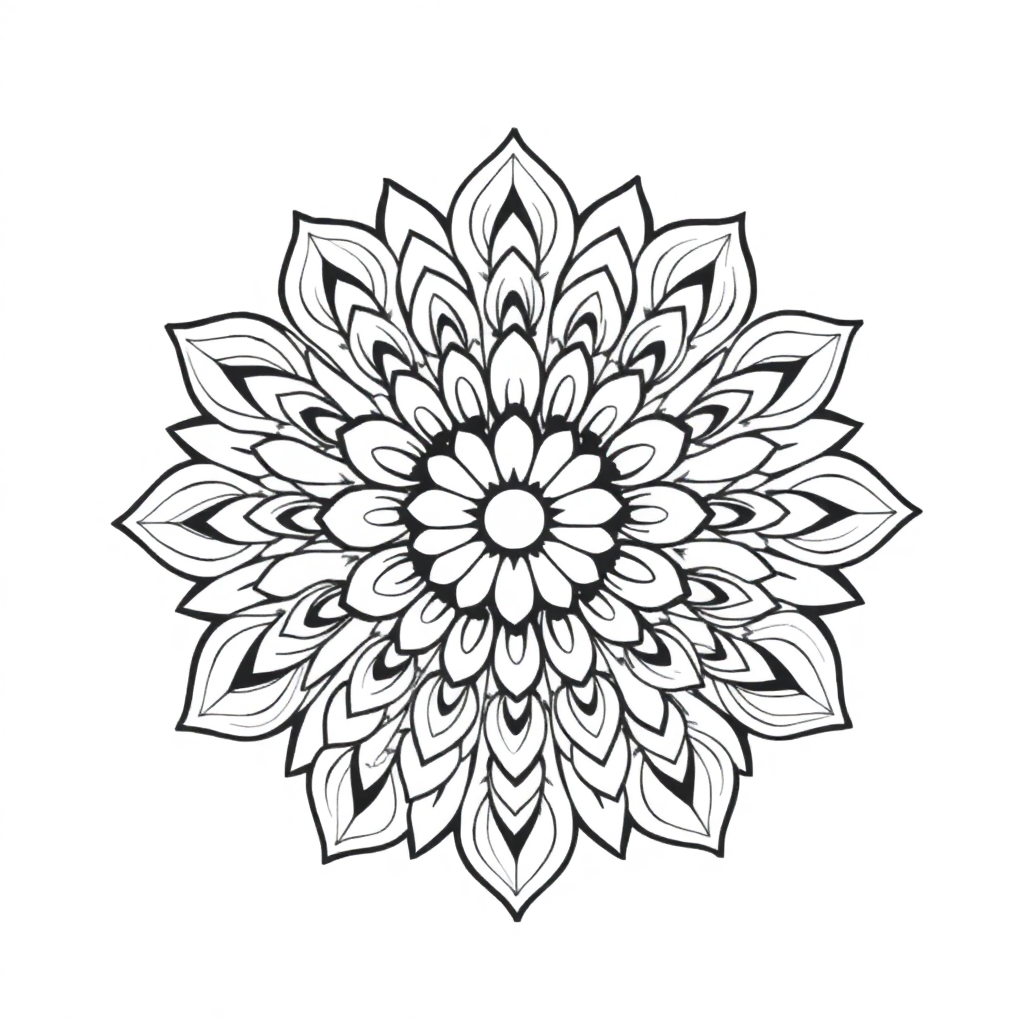 Tiny Peacock Feather Mandala Coloring Page