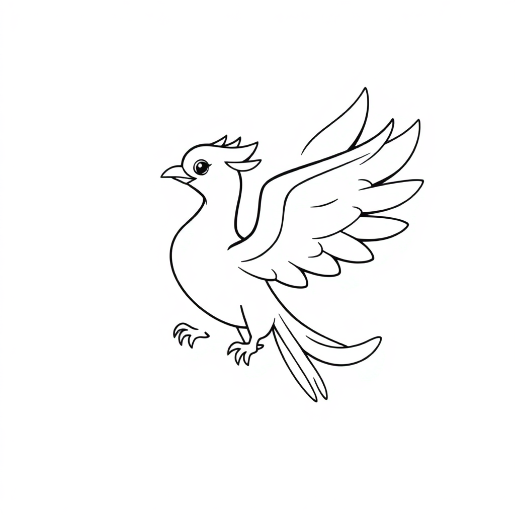 Tiny Phoenix Rising Coloring Page